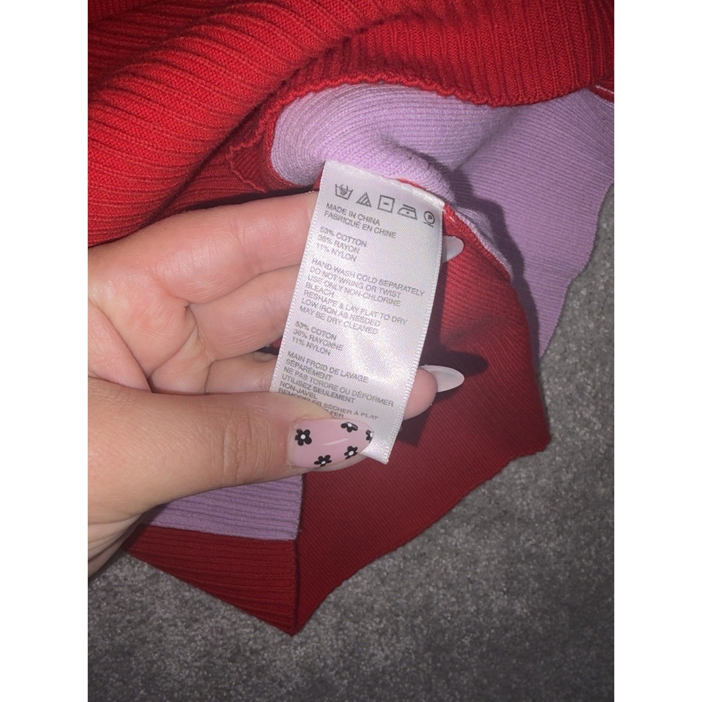 urban outfitters purple red ribbed fitted dress M long sleeve - Picture 6 of 11
